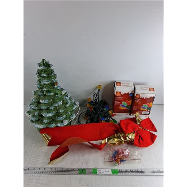 Ceramic Light Up Christmas Tree, Multi Colour Lights, Tested, Misc Christmas Decorations