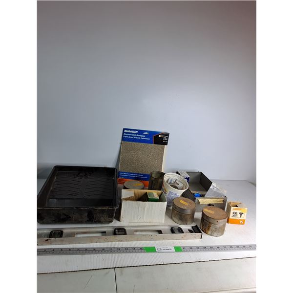 Paint Tray, Sandpaper, Level, Wood Screws, Misc- cannot ship