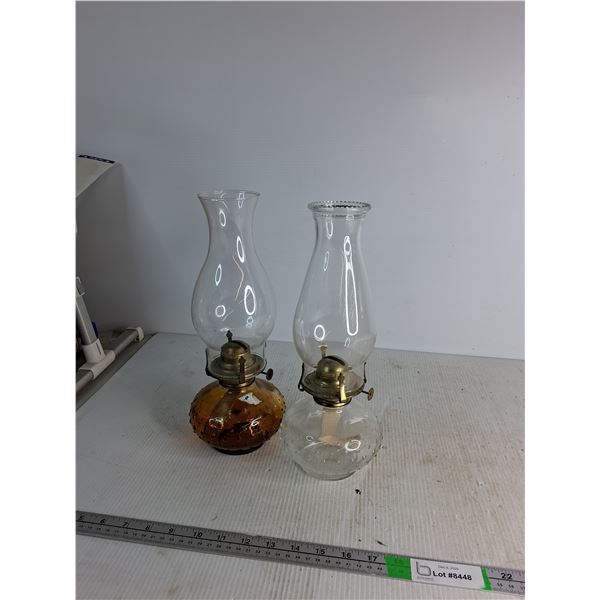 (2) Vintage Lamplight Farms Gass Oil Lamps 13" Tall - PICK UP