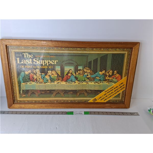 Framed Leonardo Da Vinci 'The Last Supper' Promotional Print 31.25"  17.25", Cannot Ship