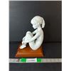 Image 1 : 8.5" Kaiser Bisque 'Woman Sitting Nude' Porcelain Figurine #568 & Wooden Stand