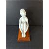 Image 2 : 8.5" Kaiser Bisque 'Woman Sitting Nude' Porcelain Figurine #568 & Wooden Stand