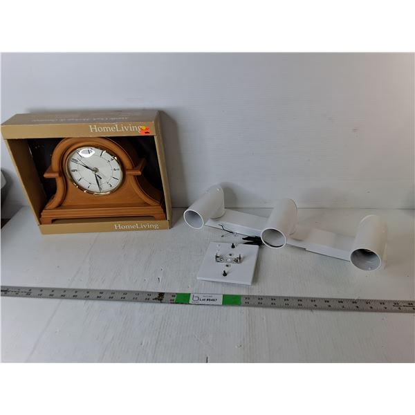 Wooden Mantle Clock-NIB & Light Track 17.5"