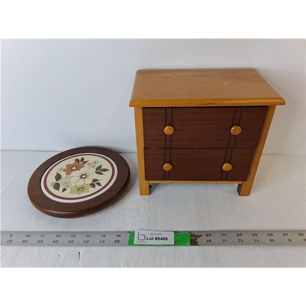 Wooden Miniature Dresser 8.25" Tall & Cheeseboard