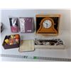 Image 1 : Mantle Clock, Scented Candles, Curtains, Tray