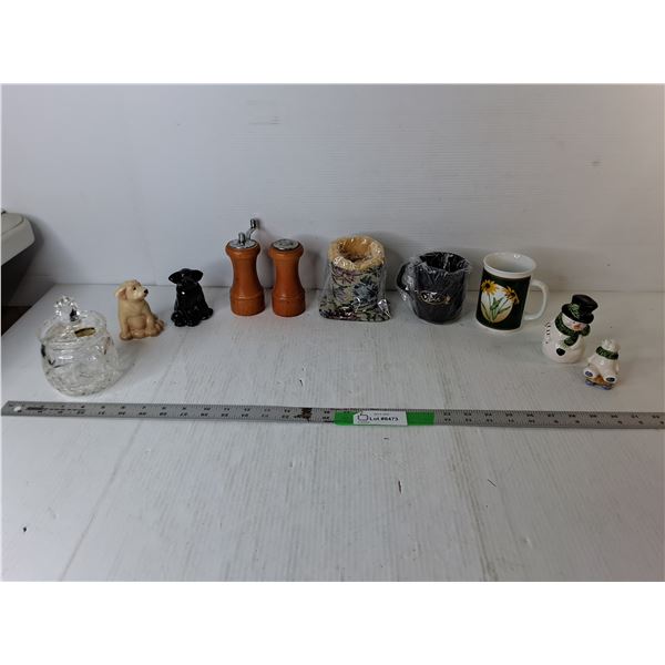 Salt & Pepper Shakers, Crystal Jar, Mugs, Eyeglass Holder