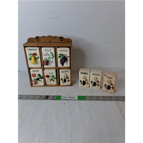 Spice Rack 8.75" Tall & (9) Ceramic Shakers