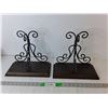 Image 1 : (2) Wood and Metal Bookends 12" Long x 11" Tall