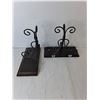 Image 2 : (2) Wood and Metal Bookends 12" Long x 11" Tall