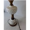 Image 2 : Milk Glass & Wood Lamp with Ruffled Shade- Powers On 30", Cannot Ship