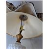 Image 3 : Milk Glass & Wood Lamp with Ruffled Shade- Powers On 30", Cannot Ship