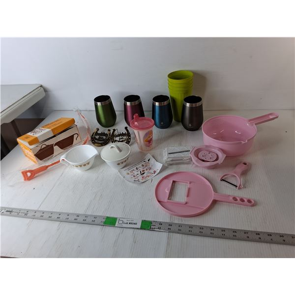 Corelle Butterfly Gold Creamer & Sugarbowl, Multifunction Vegetable Chopper, Wine Tumblers, Misc.