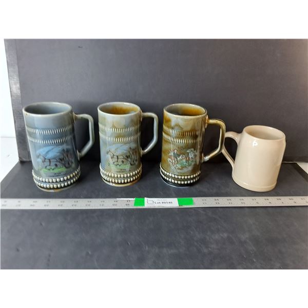 (3) Irish Porcelain Beer Steins 6.5" & Mug