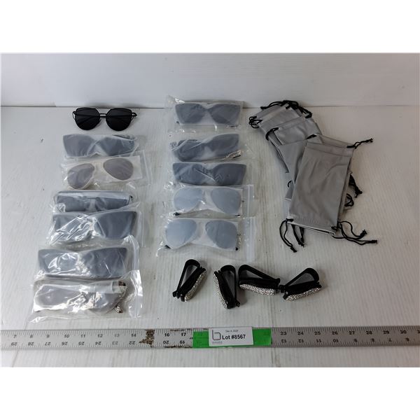 Sunglasses, Sequined Clips & Pouches- New
