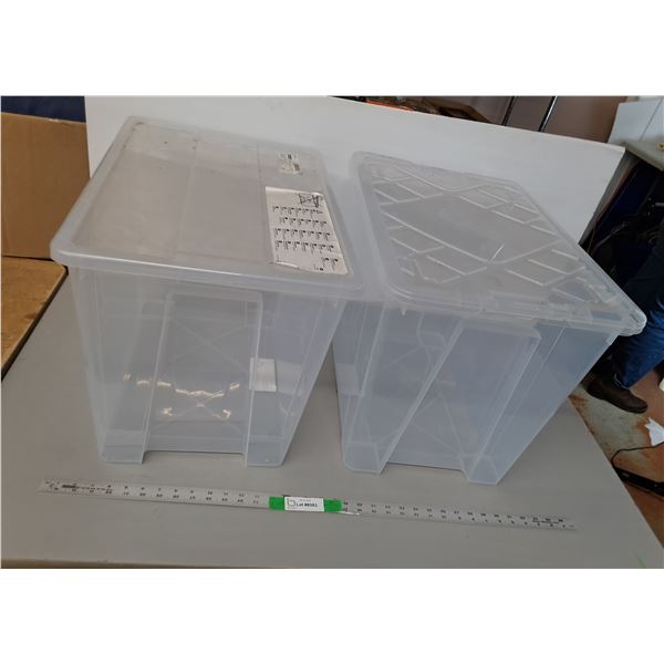 *(2) Ikea Plastic Storage Totes with Lids- One Not Fitting, 22" x 15.5" x 16.5", Cannot Ship