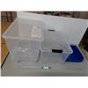 Image 1 : *(2) Plastic Storage Totes Up to 22" x 15.5" x 16.5"- One Lid Clip Broken & Paper Sorting Tray, Cann