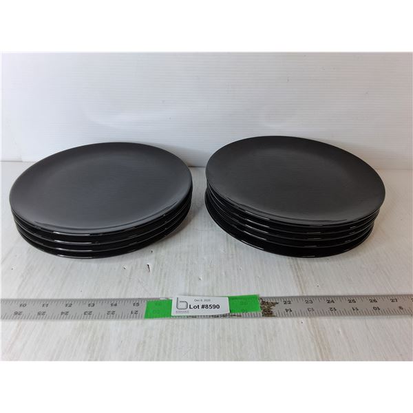 (9) Black Ikea Ceramic Plates 10.25"- Some Scratches/Chips