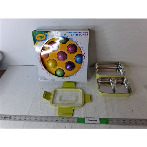 Crayola Bath Bombs- New & Lunch Storage Container