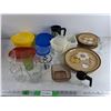 Image 1 : Plastic Containers, Goblets,  Ceramic Dining Plates, Insulated Cup, Measuring Pitchers, Misc