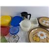 Image 3 : Plastic Containers, Goblets,  Ceramic Dining Plates, Insulated Cup, Measuring Pitchers, Misc