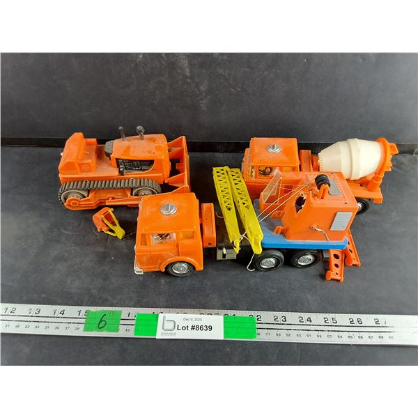 Vintage Marx Bulldozer, Cement Truck, Crane Truck - As Is