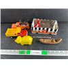 Image 1 : Toy Trucks, Scalpel, Carved Wood Boat, Piggy Coin Bank, Misc