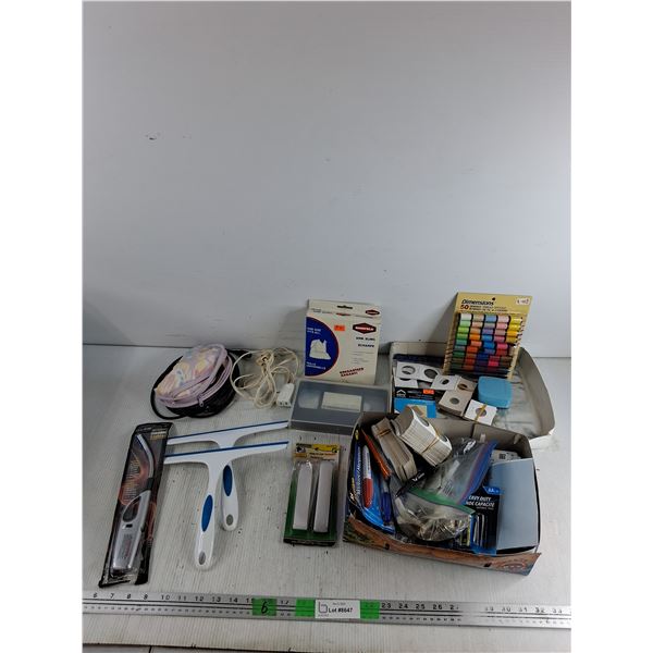 Extension Cord, Arm Sling, BBQ Lighter, Squeegees, 50 Sewing Thread Spools, Fasteners, Misc