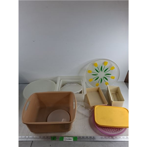 Tupperware Containers, 13" Plastic Serving Tray, Misc