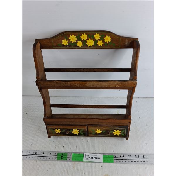 Wooden Wall Mount Spice Rack 12" x 14" x 2"