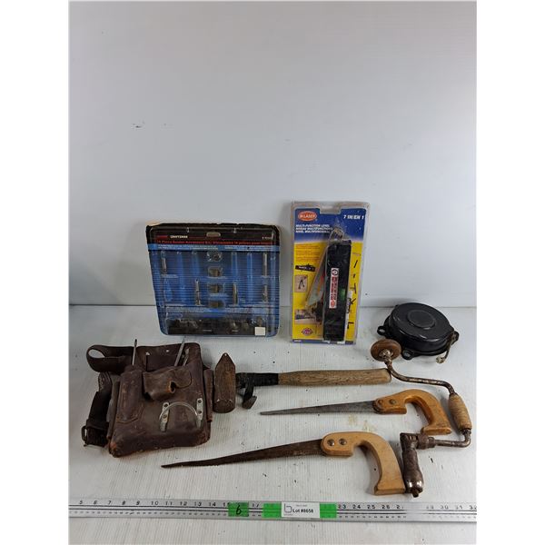 Router Accessory Kit, Multi Function Level, Tool Belt, Hole Saws, Hand Drill, Hammer, Misc