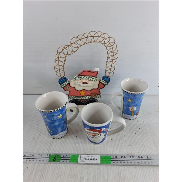 Ceramic Christmas Mugs, Santa Claus Desk Decor