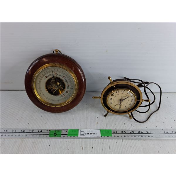 Vintage Barometer, General Electric Desk Clock - As Is