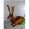 Image 2 : Wooden Christmas Sleigh Planter, Artificial Plant, Cannot Ship