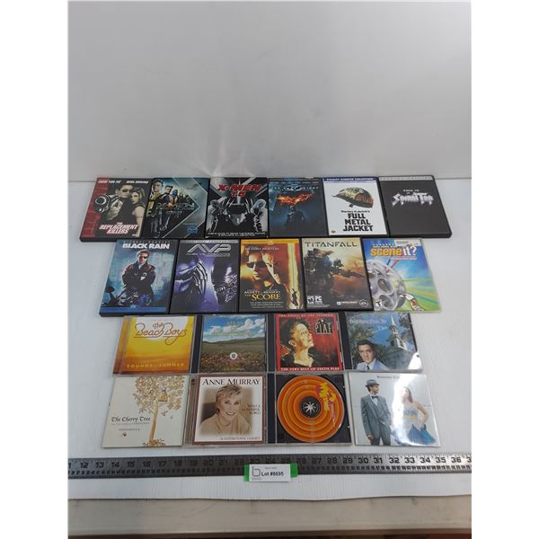 (10) DVD Movies, Scene-It DVD Game, (7) Music CD's, CD Insert
