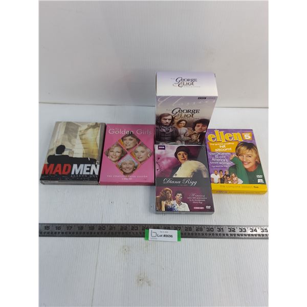 (5) DVD Box Sets (Madmen, Golden Girls, George Elliot, Diana Rigg, Ellen)