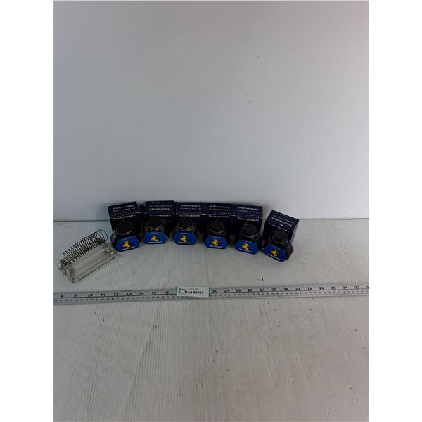 (6)Waterman Washable Blue Ink 2 Fluid Ounces- 3 Full, Pen Rest