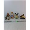 Image 1 : Ceramic Figurines Up to 5"- Ducks, Grandmas Knitting With Cat, Girl With Corn Teapot And Dove