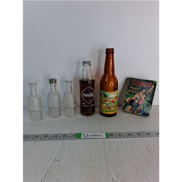 Coca-Cola Bottles Appears Sealed, Old Style Pilsner Bottle, Salt & Pepper Shakers, Tarzan Book