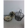 Image 5 : Ceramic Dish W/ Lid, Belt Buckle, Bell, Stuffed Christmas Puppy, Wire Basket, Misc