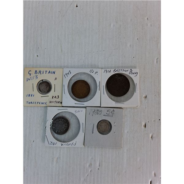 Various World Coins- Canadian, British, Prussian