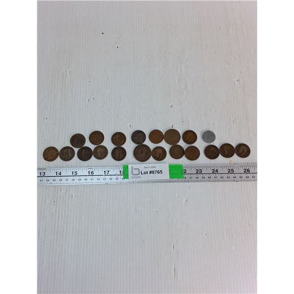 Various Coins- 1902-1925 Half Penny, One Cent Canada 1914-191-