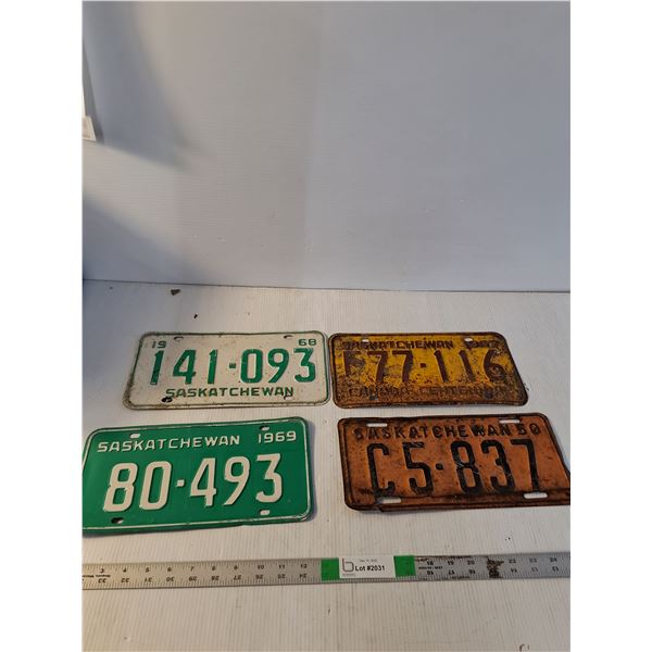 (4) Sask License Plates 1967-969