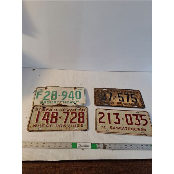(4) Saskatchewan License Plates '57-'75