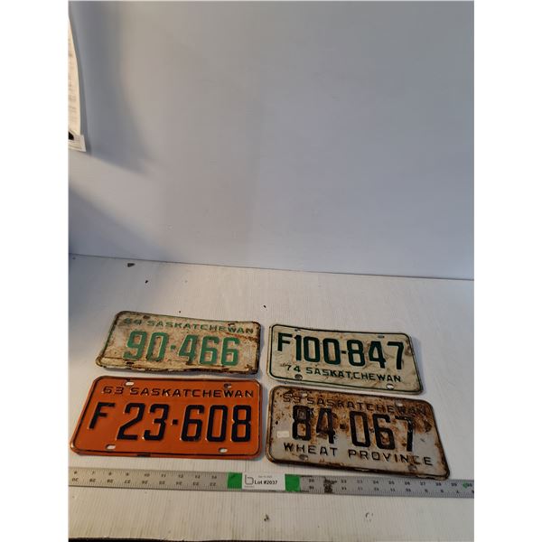 (4) Saskatchewan License Plates '59-'74