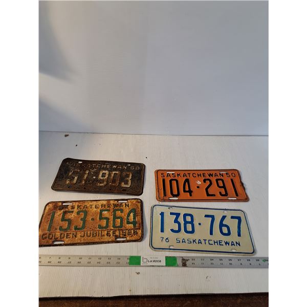 (4) Saskatchewan License Plates '50-'76