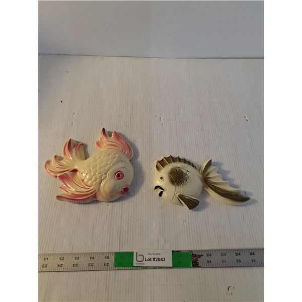 Miller Studios Chalkware Kissing Fish Wall Plaques