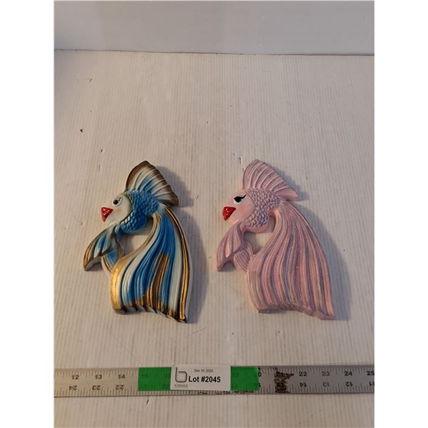 Miller Studios Chalkware Kissing Fish Wall Plaques (up to 9")