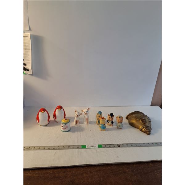 (4) Sets of Animal Salt & Pepper Shakers, Ornamental Wall Decor