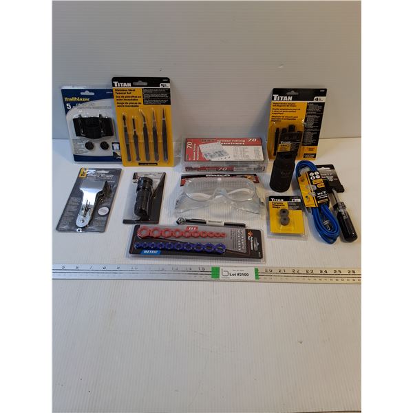 NOS Tool Lot-Grease Fitting Assortment,LED Cap Light,Extension Cord and more in pictures