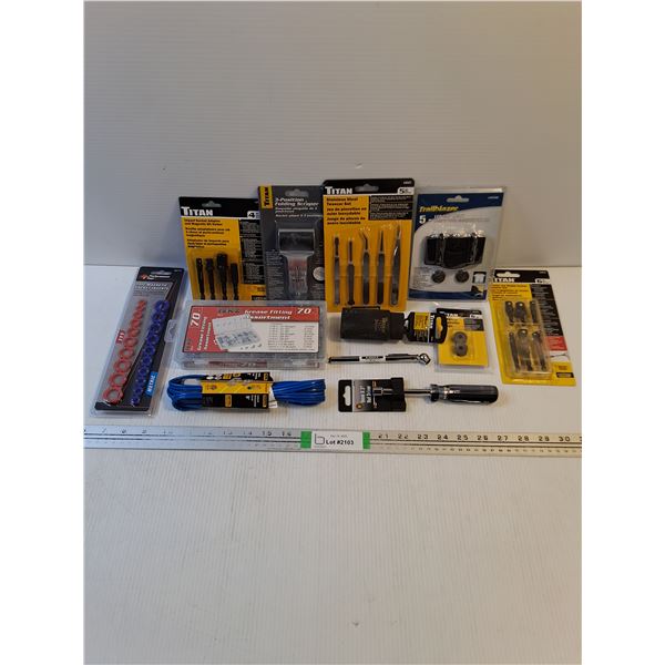NOS Tool Lot-Stubby&Wobble Socket Set,Grease Fitting Assortment,Extenxion Cord and more in pictures